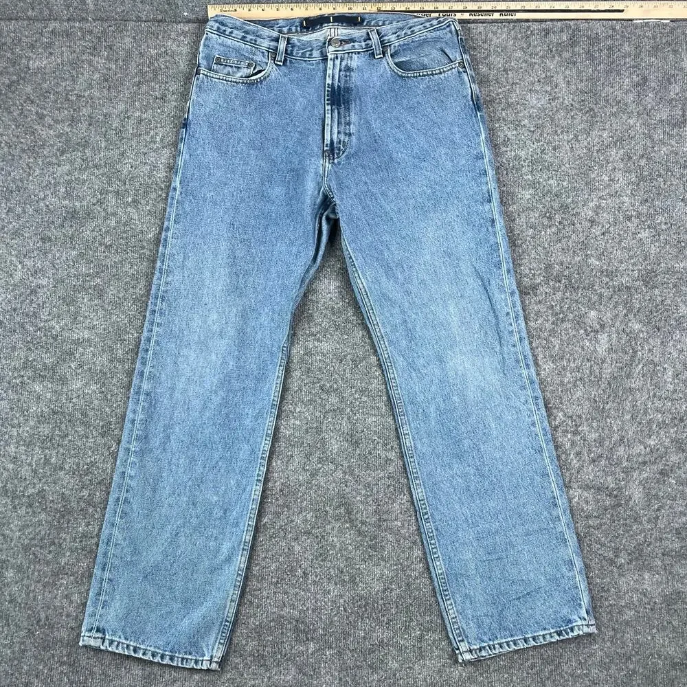 Nautica Jeans Mens 33x32 Blue Relaxed Fit Straight Leg Classic Denim Casual